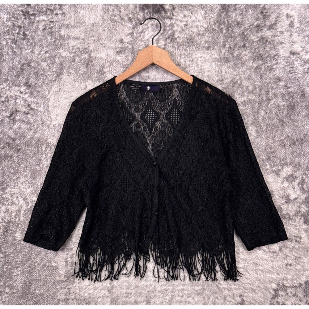 Vintage Morbid Threads Top Medium Womens Y2K Black Lace Goth Punk Mesh